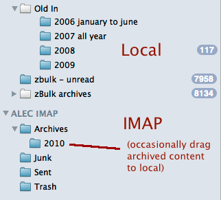 local and imap folders archive