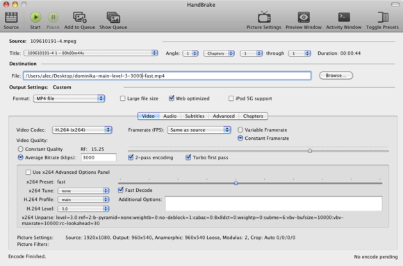 handbrake safe iPhone3GS iPad settings HQ