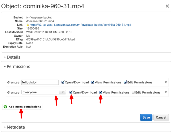 amazon s3 file permissions public