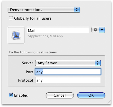 deny all connections Apple Mail Little Snitch