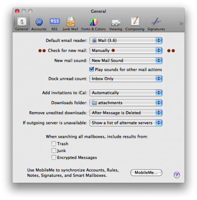 Preferences checking for new mail manually in Apple Mail