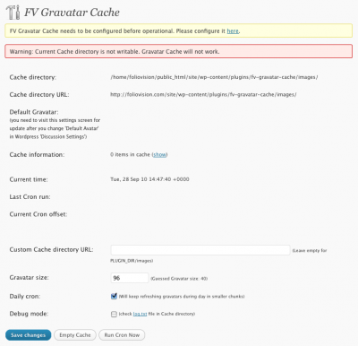 fv gravatar cache permissions