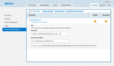 sendloop email authentication