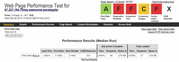 webpagetest liquidweb