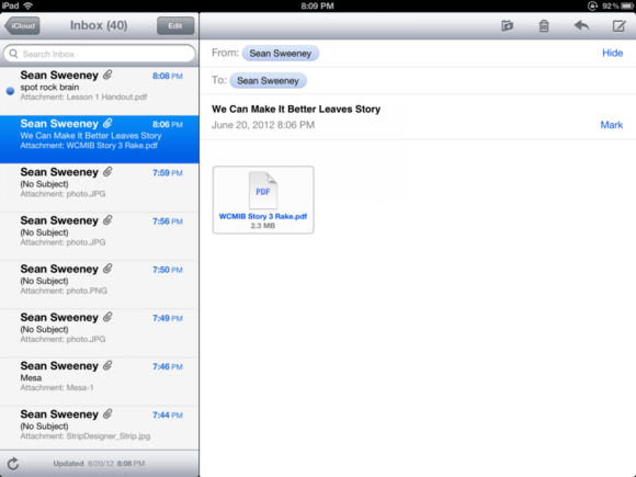 Apple Mail iPad 2012