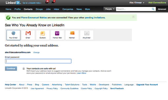 LinkedIn grubbing for my email address book