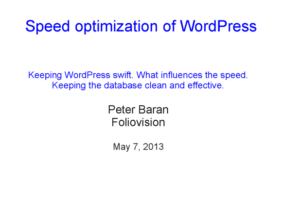 Speed optimization of WordPress 01