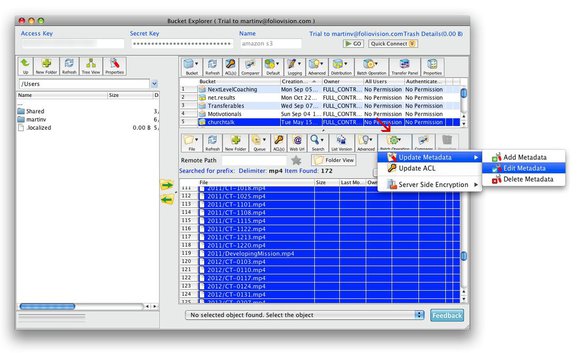 Bucket Explorer edit metadata