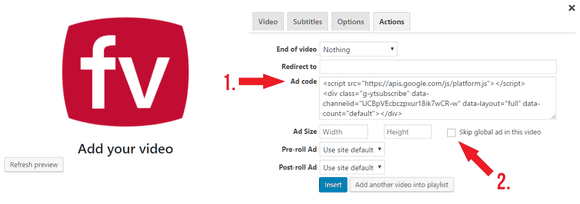 Adding a custom ad with a video