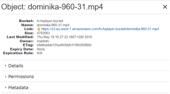 amazon s3 file properties