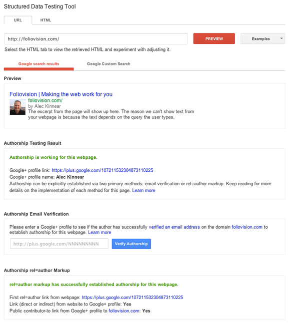 google authorship testing