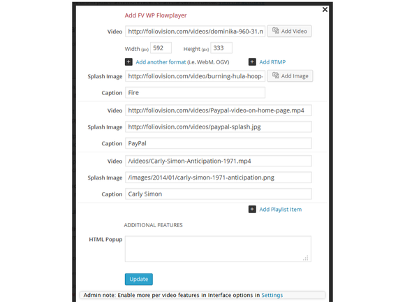 video wordpress fv flowplayer editor playlist