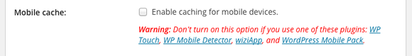 wp rocket mobile cache