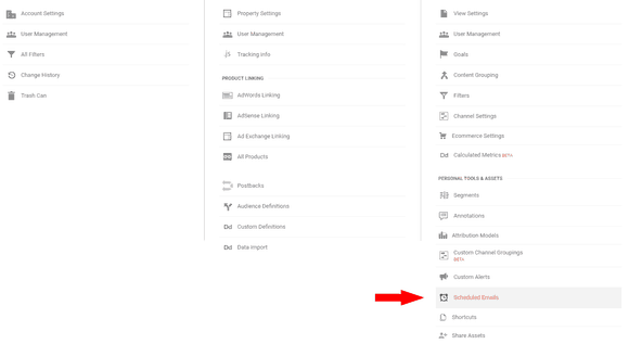 Editing the Shceduled Emails in Google Analytics