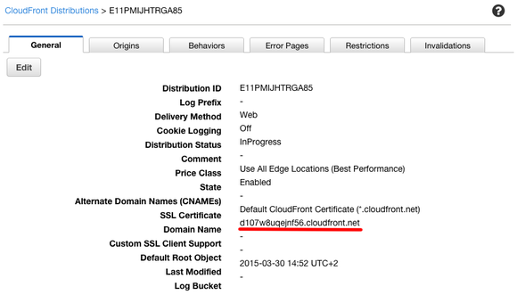 cloudfront general settings