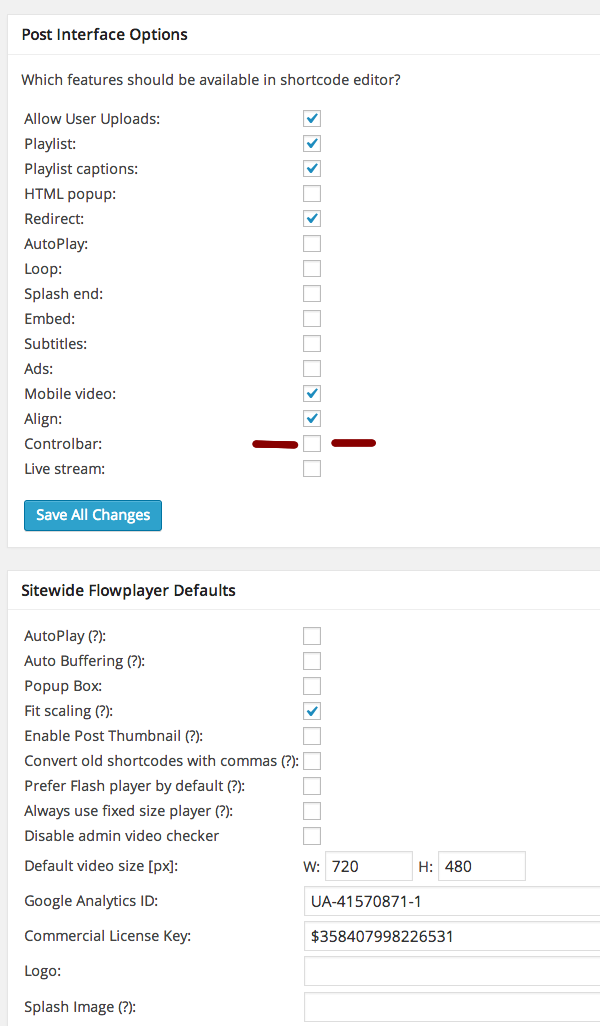 FV Player Interface Options