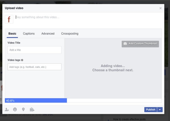 Uploading a video to Facebook