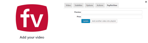 Pay Per View tab in FV Player's shortcode editor