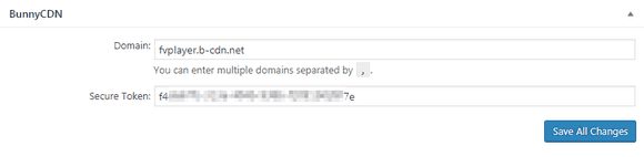 Adding BunnyCDN URL authentication to FV Player settings