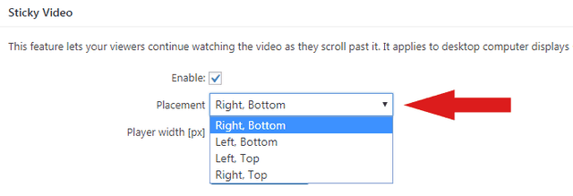 Adjsting the position of the Sticky Video in FV Player's options