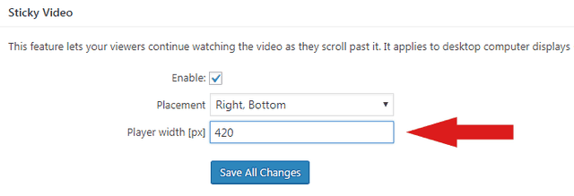 Adjsting the width of the Sticky Video in FV Player's options