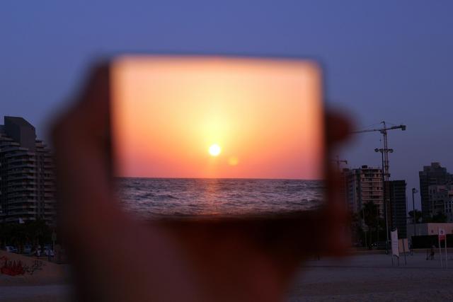 sunset reflection in a mirror