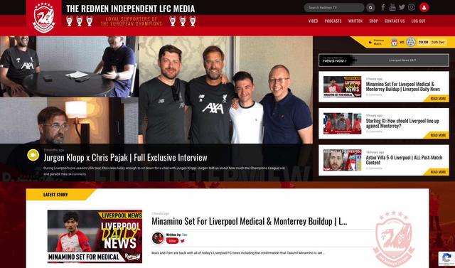 The Redmen TV website in 2019