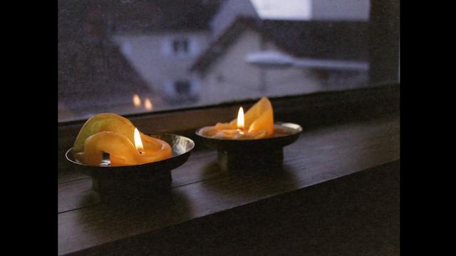 Lightning candles on a windowsill