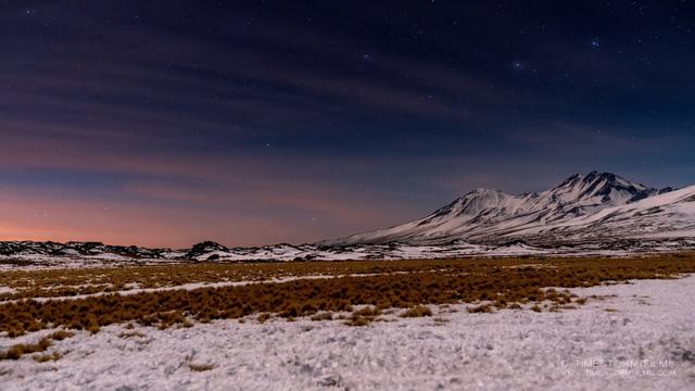 Snowy landscape at Atacama desert