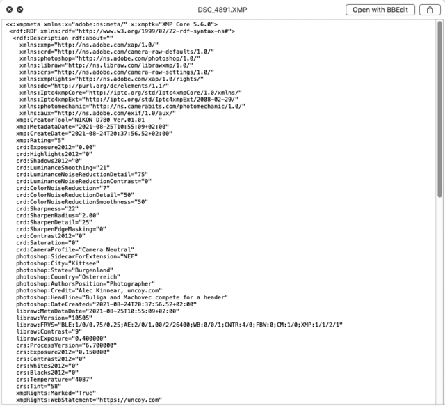 Preview of Apple QuickLook XMP file format