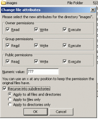 filezilla change dir permissions